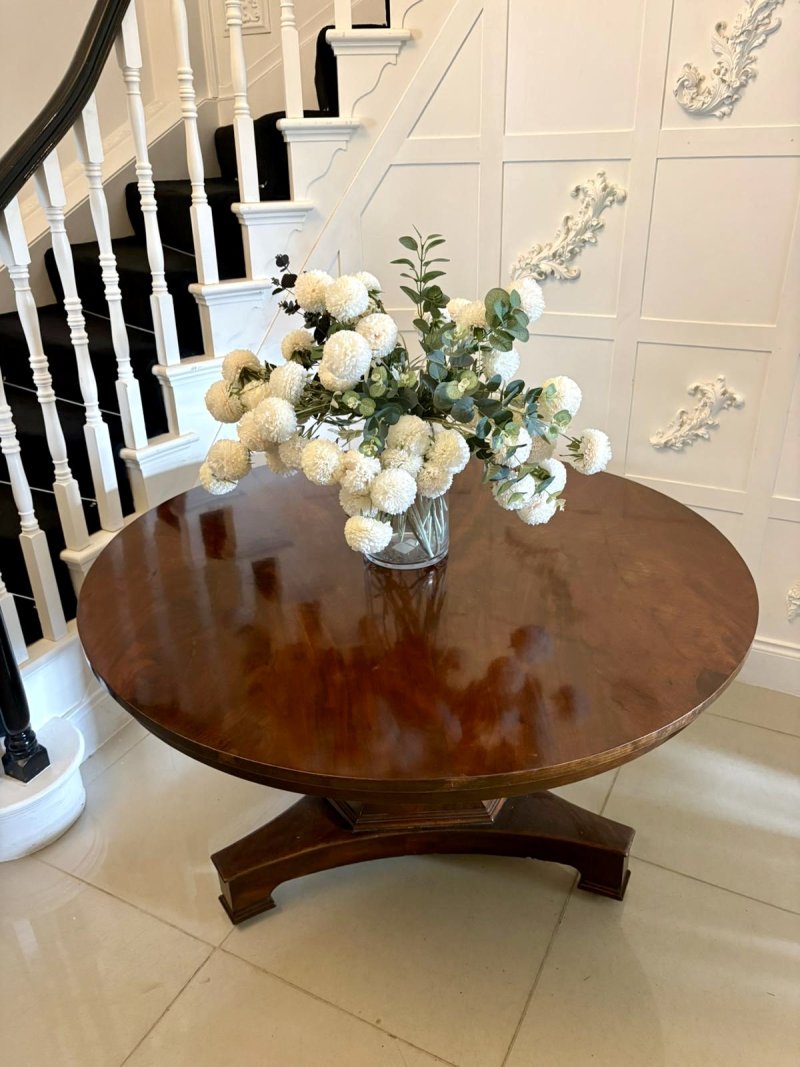 Antique Regency Circular Mahogany Centre / Dining Table on Pedestal Base - Image 4